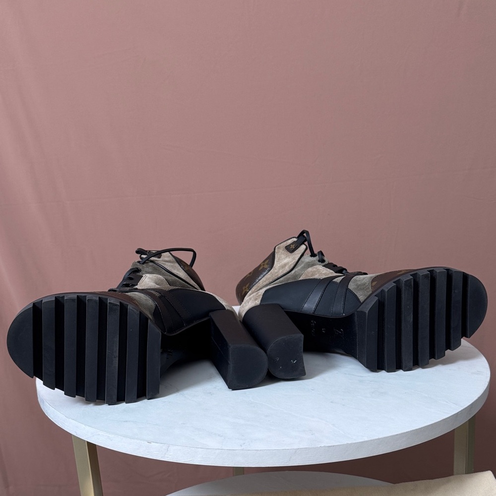 Louis Vuitton Beige and Black Heeled Boots - Picture 4 of 11